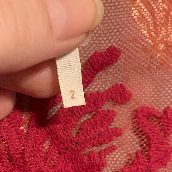 Free People Red Lacy Clasp Top Dress Super Cute Romantic Size 2 - Picture 3 of 4